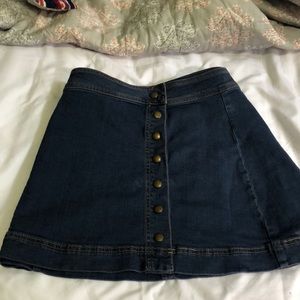 Free People Button Up Denim Mini Skirt
